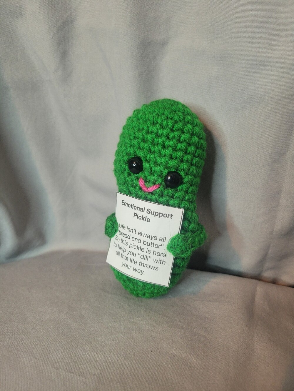 Hand Crafted Green Crochet Emotional Support Pickle Plush